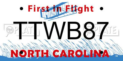 TTWB87 North Carolina License Plate