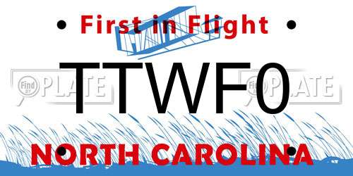 TTWF0 North Carolina License Plate