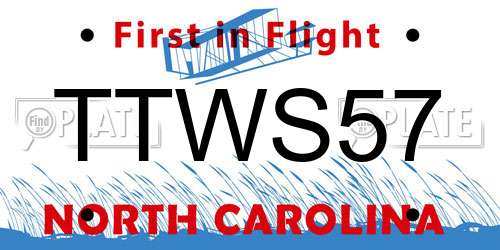 TTWS57 North Carolina License Plate