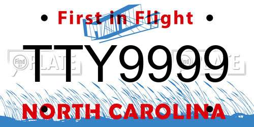 TTY9999 North Carolina License Plate