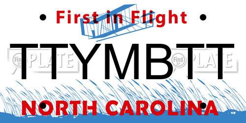 TTYMBTT North Carolina License Plate