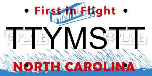 TTYMSTT North Carolina License Plate