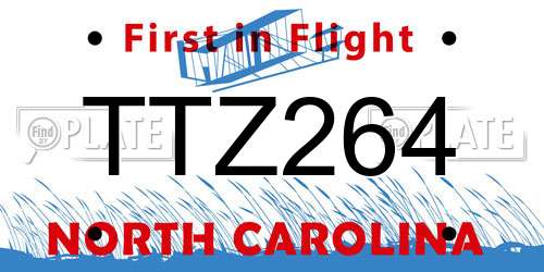 TTZ264 North Carolina License Plate