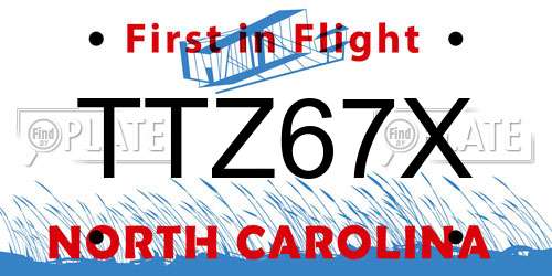 TTZ67X North Carolina License Plate