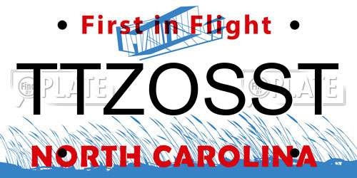 TTZOSST North Carolina License Plate