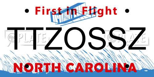 TTZOSSZ North Carolina License Plate