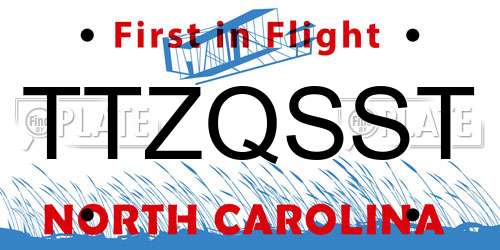 TTZQSST North Carolina License Plate
