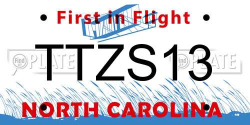 TTZS13 North Carolina License Plate