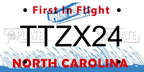 TTZX24 North Carolina License Plate