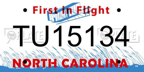 TU15134 North Carolina License Plate