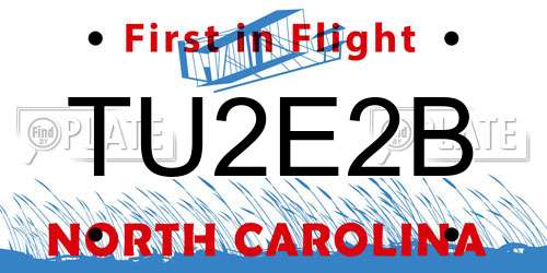 TU2E2B North Carolina License Plate