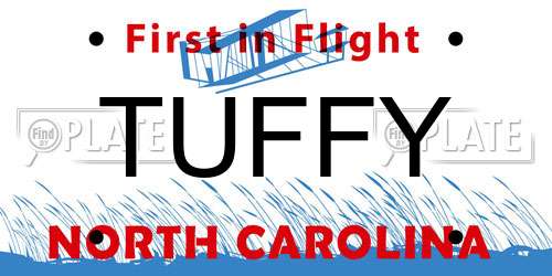 TUFFY North Carolina License Plate
