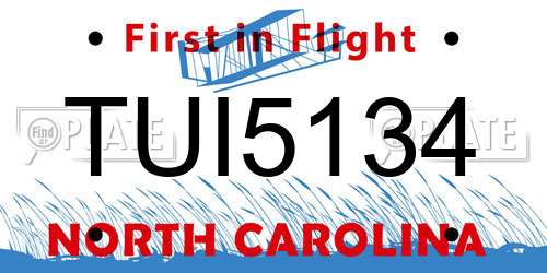 TUI5134 North Carolina License Plate