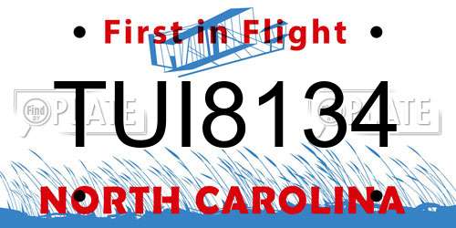 TUI8134 North Carolina License Plate
