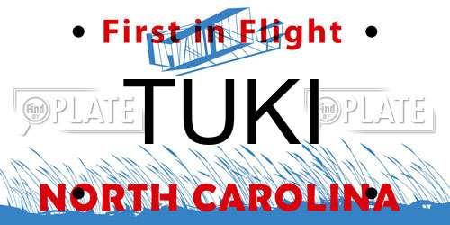 TUKI North Carolina License Plate