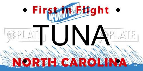 TUNA North Carolina License Plate