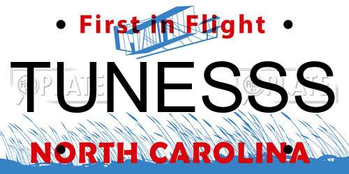 TUNESSS North Carolina License Plate
