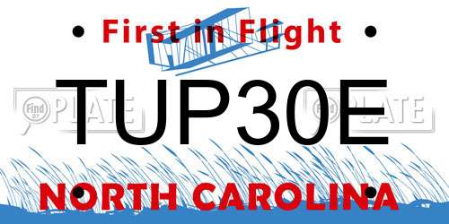 TUP30E North Carolina License Plate