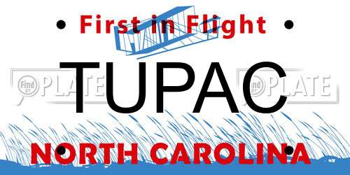 TUPAC North Carolina License Plate