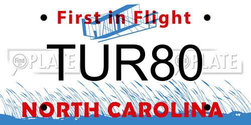 TUR80 North Carolina License Plate