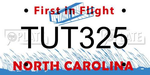 TUT325 North Carolina License Plate