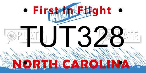 TUT328 North Carolina License Plate