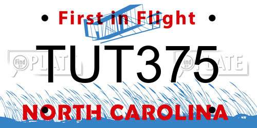 TUT375 North Carolina License Plate