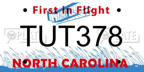 TUT378 North Carolina License Plate