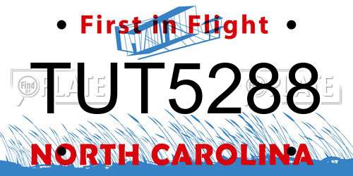 TUT5288 North Carolina License Plate