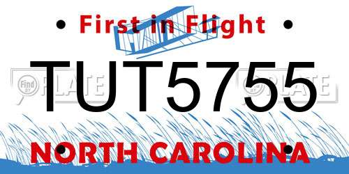 TUT5755 North Carolina License Plate