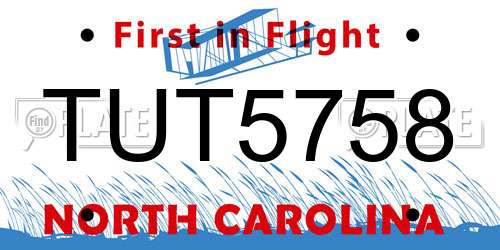 TUT5758 North Carolina License Plate