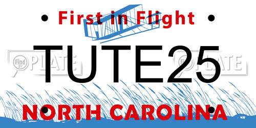 TUTE25 North Carolina License Plate