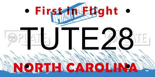 TUTE28 North Carolina License Plate