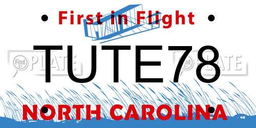 TUTE78 North Carolina License Plate