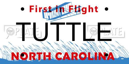 TUTTLE North Carolina License Plate