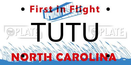 TUTU North Carolina License Plate