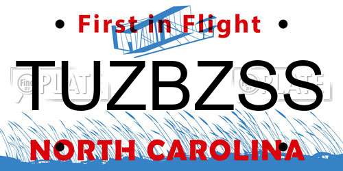 TUZBZSS North Carolina License Plate