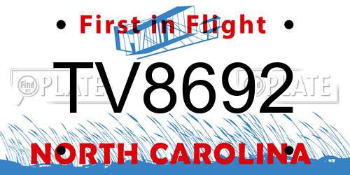 TV8692 North Carolina License Plate