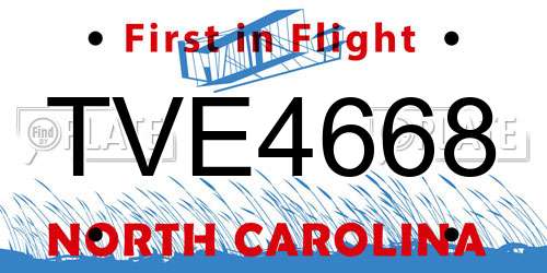 TVE4668 North Carolina License Plate