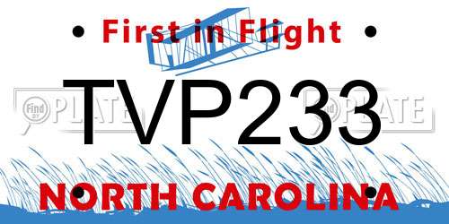 TVP233 North Carolina License Plate