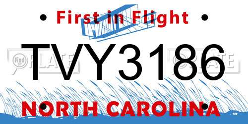 TVY3186 North Carolina License Plate