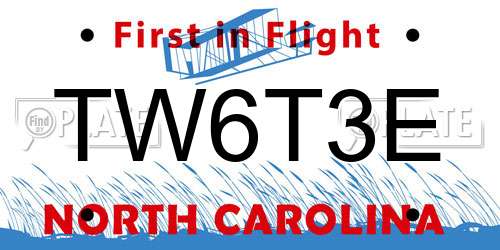 TW6T3E North Carolina License Plate