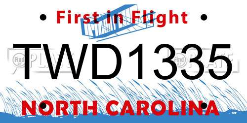 TWD1335 North Carolina License Plate