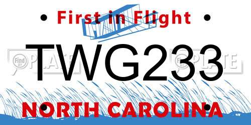 TWG233 North Carolina License Plate