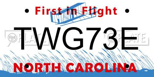 TWG73E North Carolina License Plate