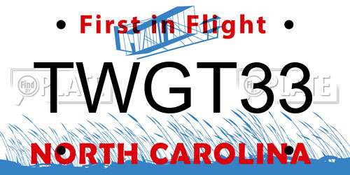 TWGT33 North Carolina License Plate