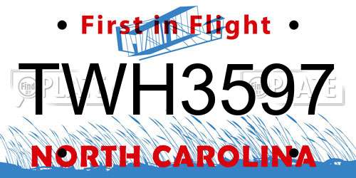 TWH3597 North Carolina License Plate