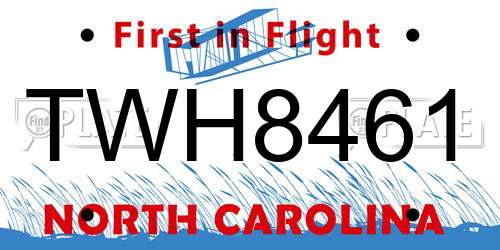 TWH8461 North Carolina License Plate