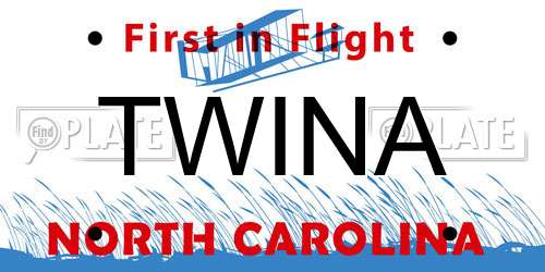 TWINA North Carolina License Plate