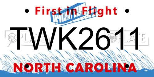 TWK2611 North Carolina License Plate
